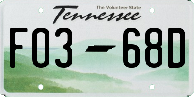 TN license plate F0368D