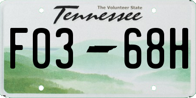 TN license plate F0368H