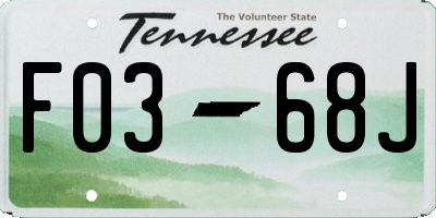 TN license plate F0368J