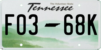 TN license plate F0368K