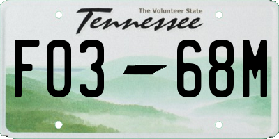 TN license plate F0368M