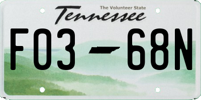 TN license plate F0368N