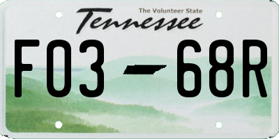 TN license plate F0368R