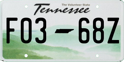TN license plate F0368Z