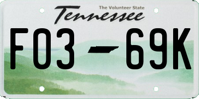 TN license plate F0369K