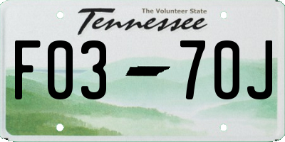 TN license plate F0370J