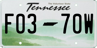 TN license plate F0370W