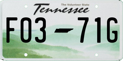 TN license plate F0371G