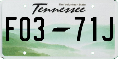 TN license plate F0371J