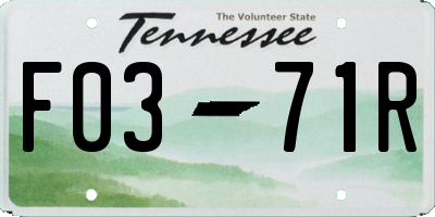 TN license plate F0371R