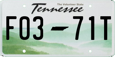 TN license plate F0371T