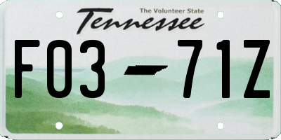 TN license plate F0371Z