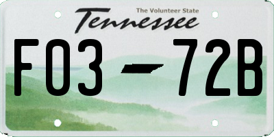 TN license plate F0372B