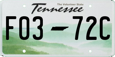 TN license plate F0372C