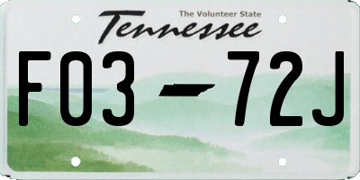 TN license plate F0372J