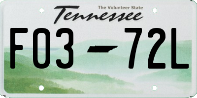 TN license plate F0372L