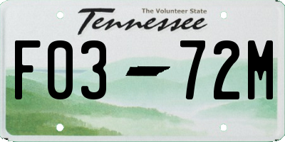 TN license plate F0372M