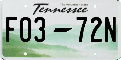 TN license plate F0372N