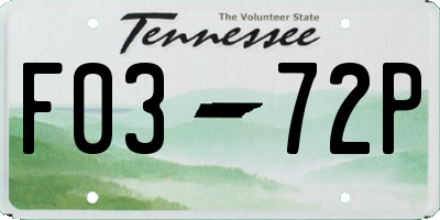 TN license plate F0372P
