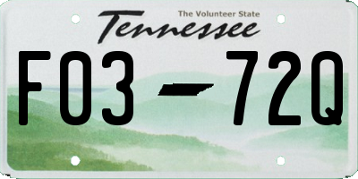TN license plate F0372Q