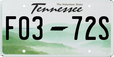 TN license plate F0372S