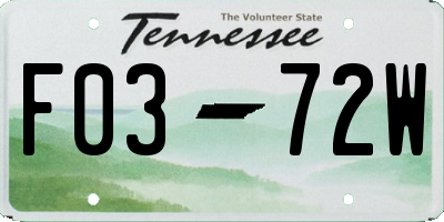 TN license plate F0372W