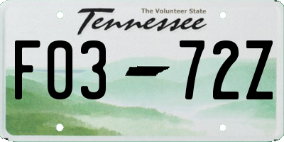 TN license plate F0372Z