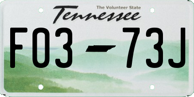 TN license plate F0373J