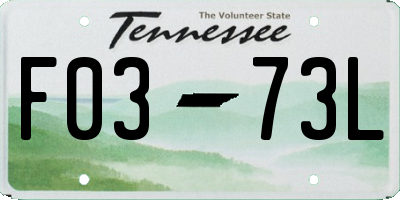 TN license plate F0373L