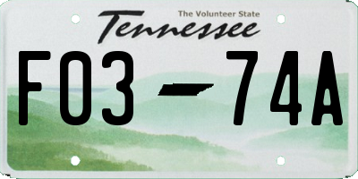 TN license plate F0374A