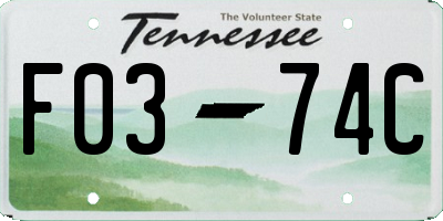 TN license plate F0374C
