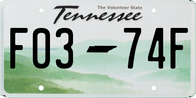 TN license plate F0374F