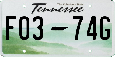 TN license plate F0374G