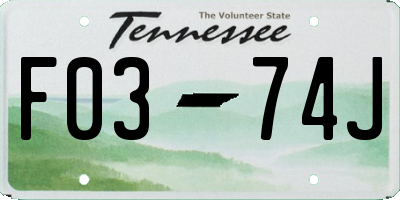TN license plate F0374J