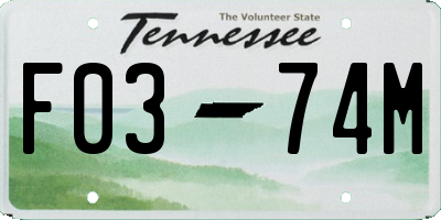 TN license plate F0374M