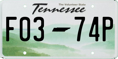 TN license plate F0374P