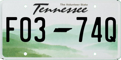 TN license plate F0374Q