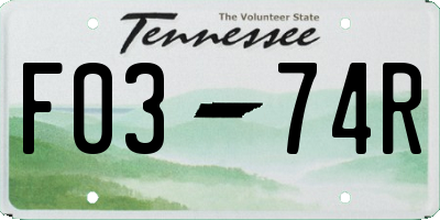 TN license plate F0374R