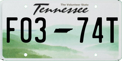 TN license plate F0374T