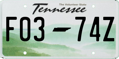 TN license plate F0374Z