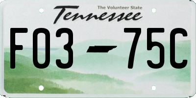 TN license plate F0375C