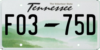 TN license plate F0375D