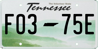 TN license plate F0375E