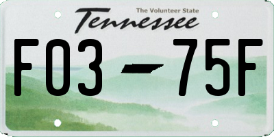 TN license plate F0375F