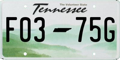 TN license plate F0375G