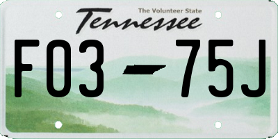 TN license plate F0375J