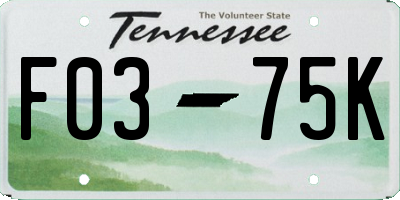TN license plate F0375K