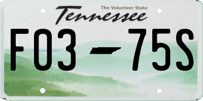 TN license plate F0375S