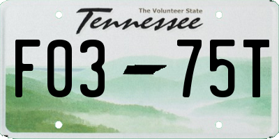 TN license plate F0375T