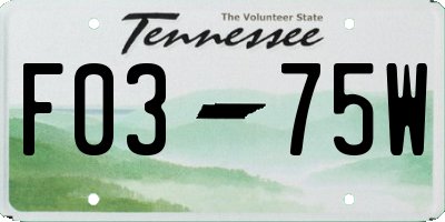 TN license plate F0375W